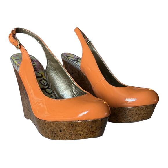 Sam Edelman Mallory Cork Wedge orange slingback size 7.5 - Picture 13 of 13